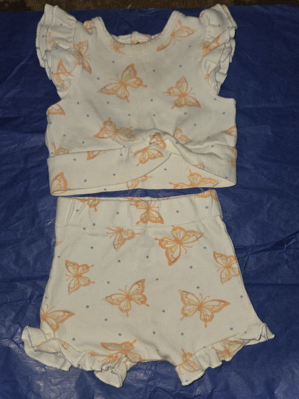 Rachel Zoe White & Peach Butterfly Two-Piece Kids Set